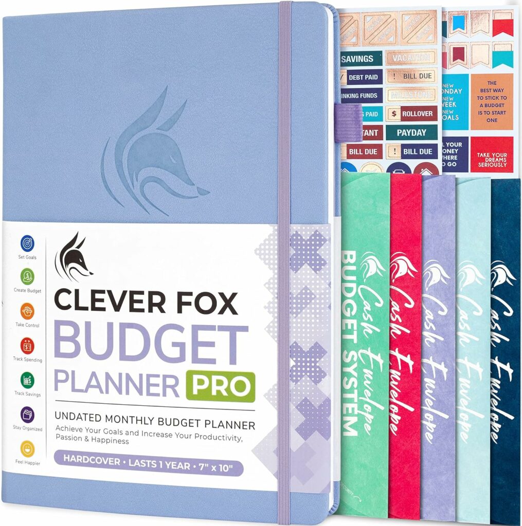 Clever Fox Budget Planner Pro - Financial Organizer + Cash Envelope Budget System. Monthly Finance Journal, Expense Tracker Personal Account Book. Undated - Start Anytime. (7x10) – Periwinkle